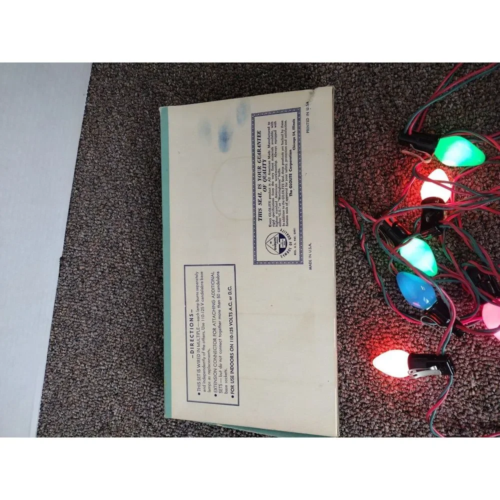 Vintage 1950'S Noma/Glolite Christmas Tree Lights NO 207 Candelabra Base W/Box